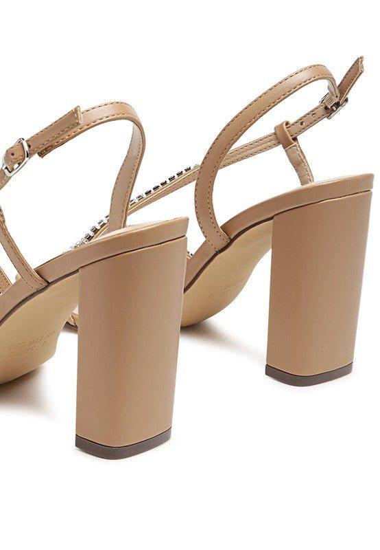 HORIZON RAISINS PIE EMBELLISHED BLOCK HEEL SANDALS - 2000001002047 - Love it Curvy