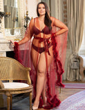 Hot Sale Long Sleeves Fur Nightgowns with Belt - R81059-5P-1251-OHY - Love it Curvy