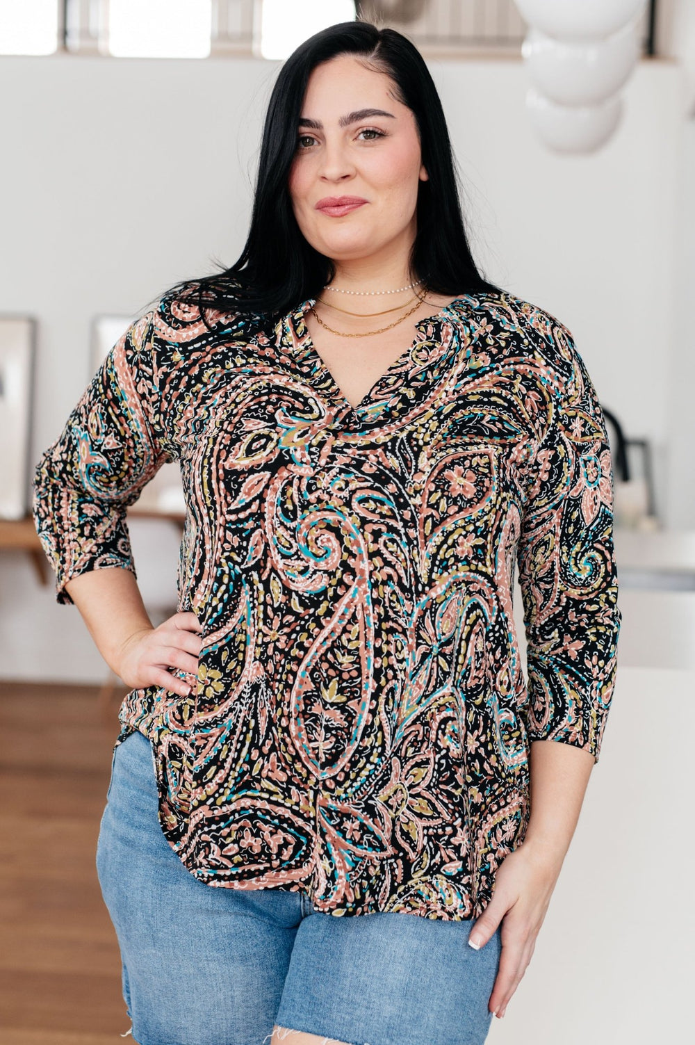 I Think Different Top Teal Paisley - AS7704-01 - Love it Curvy