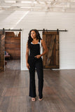 Imogene Control Top Retro Flare Overalls in Black - AS6150-01 - Love it Curvy