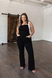 Imogene Control Top Retro Flare Overalls in Black - AS6150-01 - Love it Curvy