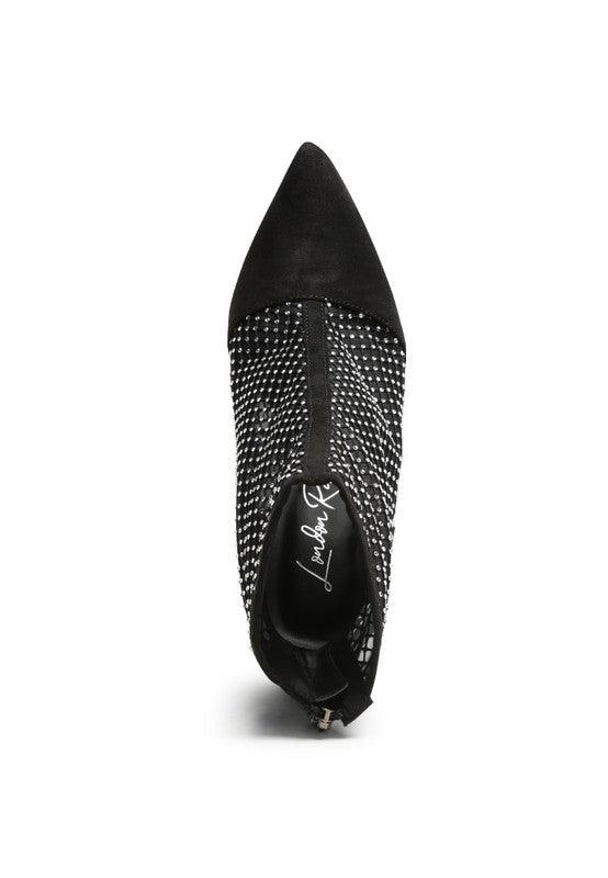 Jazz Rhinestone Embellished Mesh Stiletto Boots - 2000001820658 - Love it Curvy