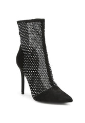 Jazz Rhinestone Embellished Mesh Stiletto Boots - 2000001820658 - Love it Curvy