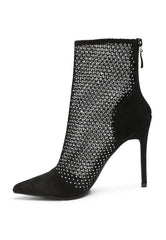 Jazz Rhinestone Embellished Mesh Stiletto Boots - 2000001820658 - Love it Curvy