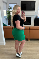 Jenna High Rise Control Top Cuffed Shorts in Green - AS7822-01 - Love it Curvy