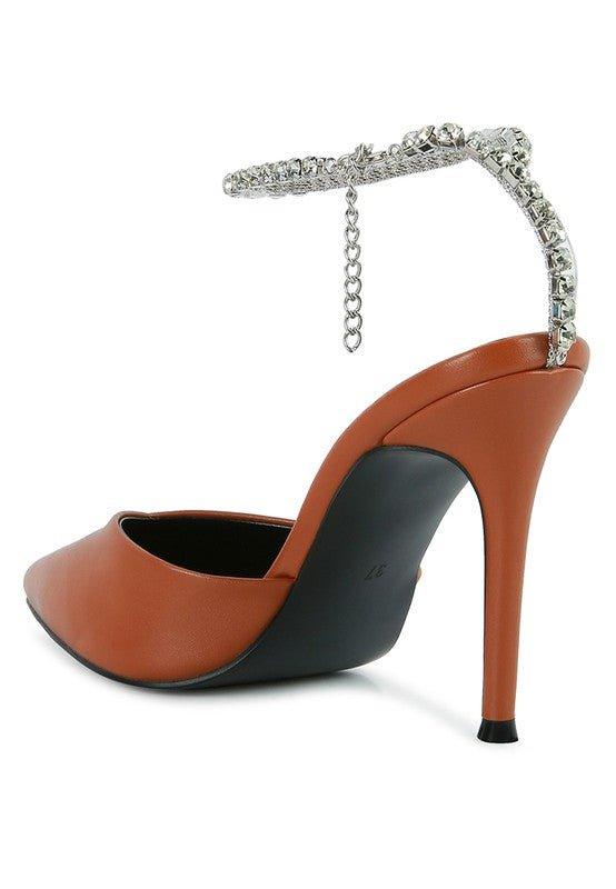 Joyce High Heeled Rhinestone Mule Sandals - 2000000996584 - Love it Curvy