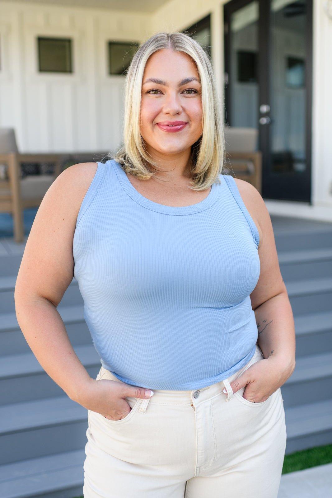 Just One More Ribbed Tank in Light Blue - AS6274-01 - Love it Curvy