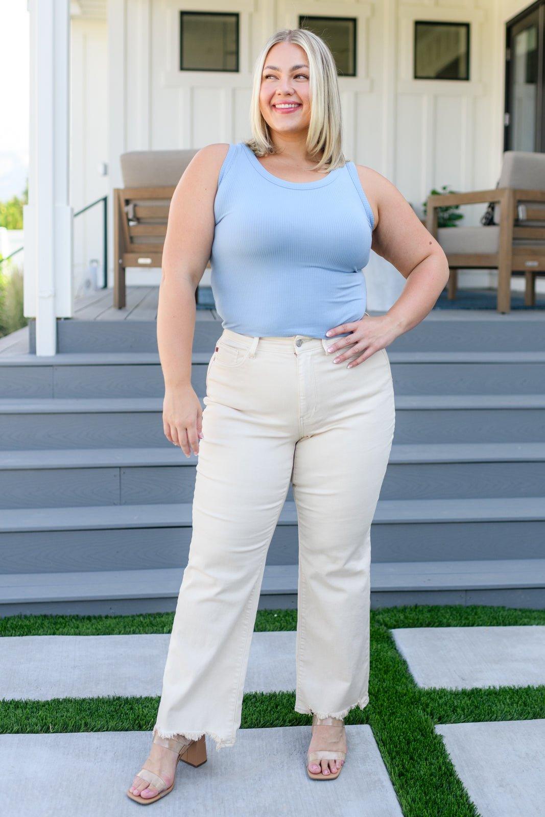 Just One More Ribbed Tank in Light Blue - AS6274-01 - Love it Curvy