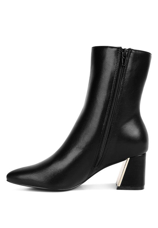 Kaira Metallic Accent Heel High Ankle Boots - 2000001797206 - Love it Curvy