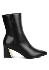 Kaira Metallic Accent Heel High Ankle Boots - 2000001797206 - Love it Curvy