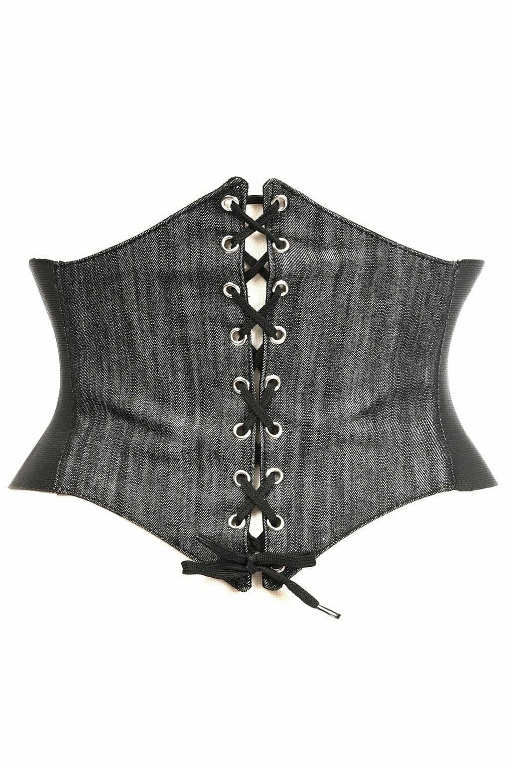 Lavish Black Denim Corset Belt Cincher - LV-1487-S - Love it Curvy