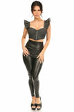 Lavish Black Denim Underwire Bustier Top w/Removable Ruffle Sleeves - LV-1245-S - Love it Curvy