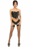 Lavish Black Faux Leather w/Black Lace-Up Bustier - LV-1385-S - Love it Curvy