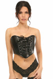 Lavish Black Faux Leather w/Black Lace-Up Bustier - LV-1385-S - Love it Curvy