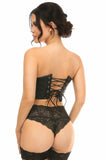 Lavish Black Faux Leather w/Black Lace-Up Bustier - LV-1385-S - Love it Curvy