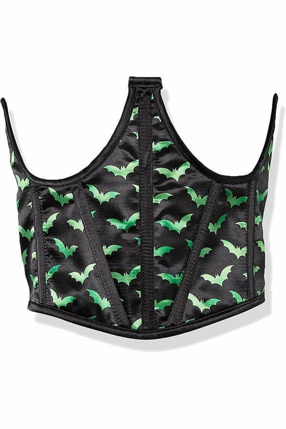 Lavish Black & Green Bats Satin Open Cup Waist Cincher - LV-1352-S - Love it Curvy