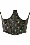 Lavish Black & Green Spiders Satin Open Cup Waist Cincher - Love it Curvy