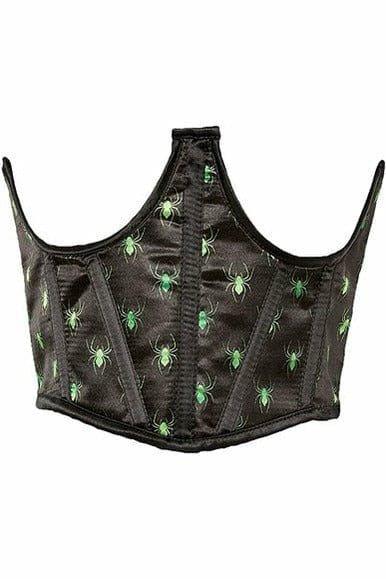 Lavish Black & Green Spiders Satin Open Cup Waist Cincher - Love it Curvy