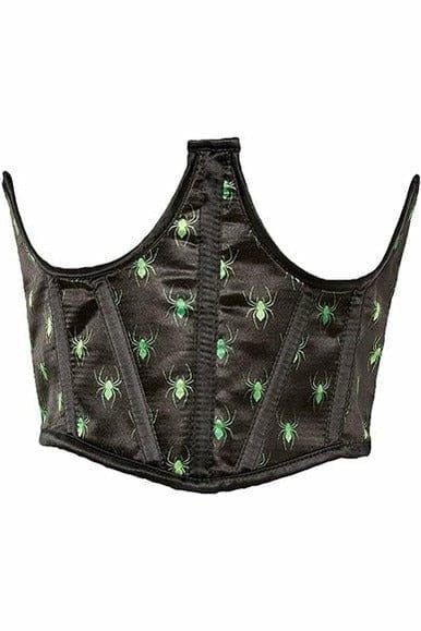 Lavish Black & Green Spiders Satin Open Cup Waist Cincher - LV-1353-S - Love it Curvy