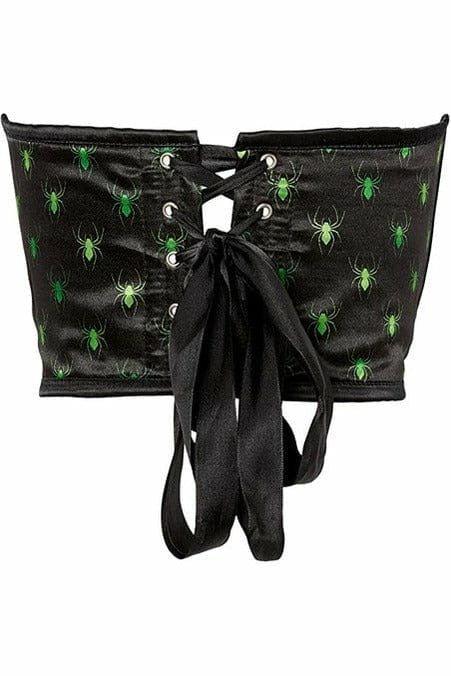 Lavish Black & Green Spiders Satin Open Cup Waist Cincher - LV-1353-S - Love it Curvy