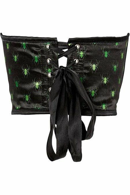 Lavish Black &amp; Green Spiders Satin Open Cup Waist Cincher - Love it Curvy