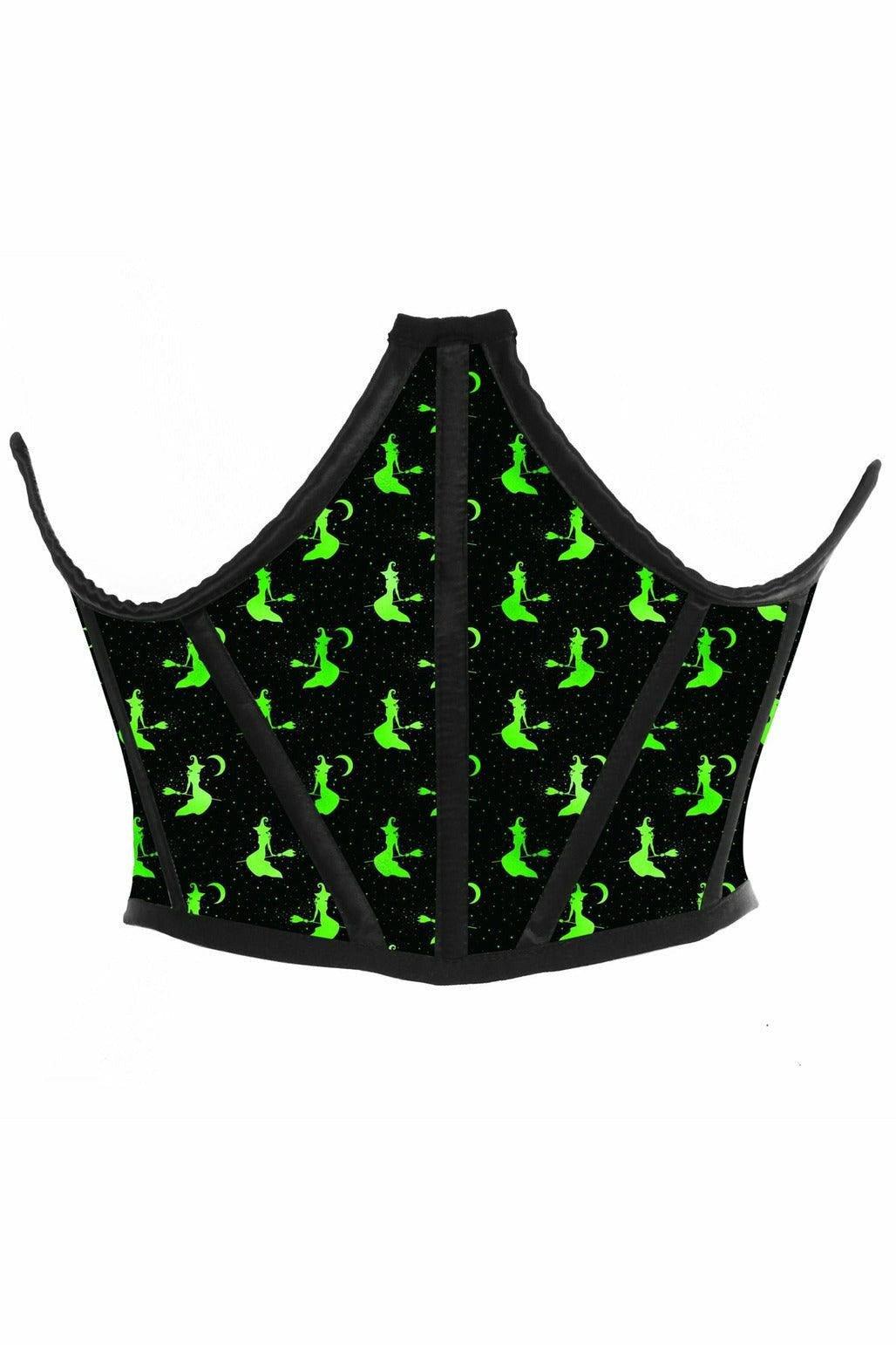 Lavish Black & Green Witches Satin Open Cup Waist Cincher - LV-1354-S - Love it Curvy