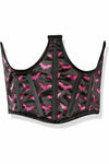 Lavish Black & Magenta Bats Satin Open Cup Waist Cincher - Love it Curvy