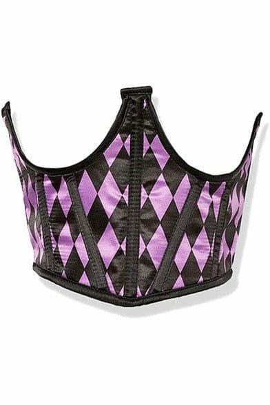 Lavish Black & Purple Diamond Satin Open Cup Waist Cincher - Love it Curvy