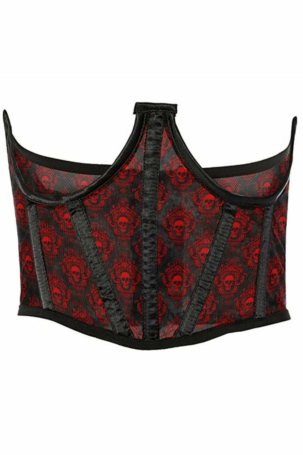 Lavish Black & Red Skull Mesh Open Cup Waist Cincher - LV-1473-S - Love it Curvy