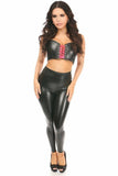 Lavish Black/Hot Pink Faux Leather Lace-Up Short Bustier Top - LV-839-S - Love it Curvy