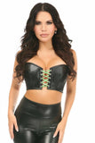 Lavish Black/Neon Green Faux Leather Lace-Up Short Bustier Top - LV-842-S - Love it Curvy