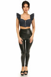 Lavish Blue Denim Underwire Bustier Top w/Removable Ruffle Sleeves - LV-1246-S - Love it Curvy