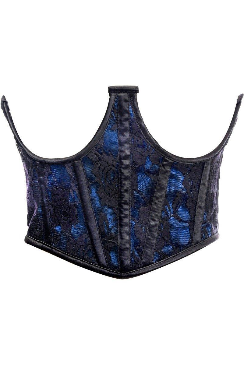 Lavish Blue w/Black Lace Overlay Open Cup Waist Cincher - Love it Curvy