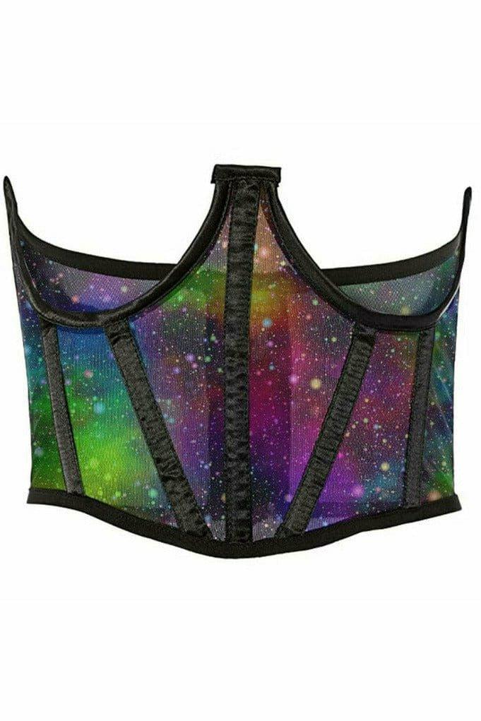 Lavish Galaxy Print Mesh Open Cup Waist Cincher - LV-1504-S - Love it Curvy