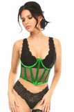 Lavish Green Holo & Fishnet Underwire Waist Cincher Corset - LV-1396-S - Love it Curvy
