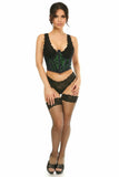 Lavish Green w/Black Lace Overlay Open Cup Waist Cincher - LV-1284-S - Love it Curvy