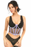 Lavish Lavender Holo & Fishnet Underwire Waist Cincher Corset - LV-1394-S - Love it Curvy