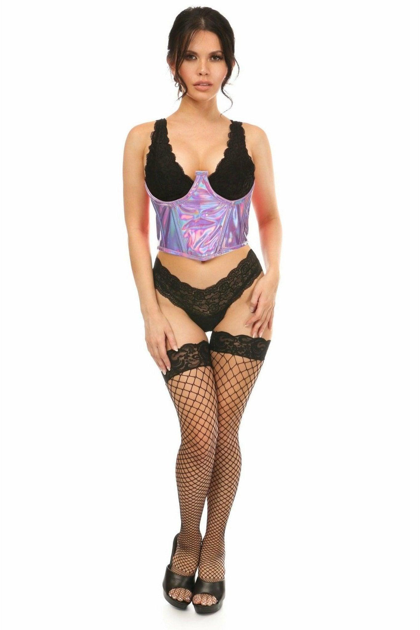 Lavish Lavender Holo Open Cup Underwire Waist Cincher - LV-1302-S - Love it Curvy