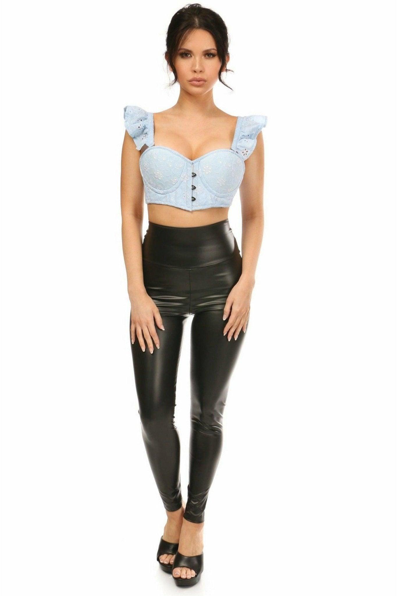 Lavish Lt Blue Eyelet Underwire Bustier Top w/Removable Ruffle Sleeves - LV-1250-S - Love it Curvy