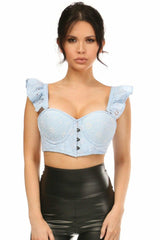 Lavish Lt Blue Eyelet Underwire Bustier Top w/Removable Ruffle Sleeves - LV-1250-S - Love it Curvy