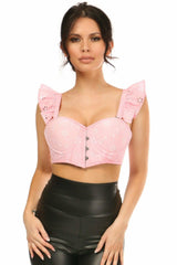 Lavish Lt Pink Eyelet Underwire Bustier Top w/Removable Ruffle Sleeves - LV-1251-S - Love it Curvy