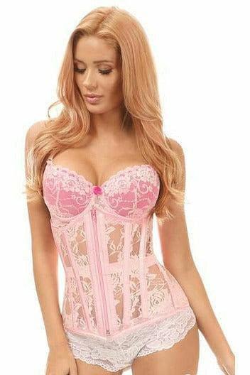 Lavish Lt Pink Sheer Lace Under Bust Corset - LV-359-S - Love it Curvy