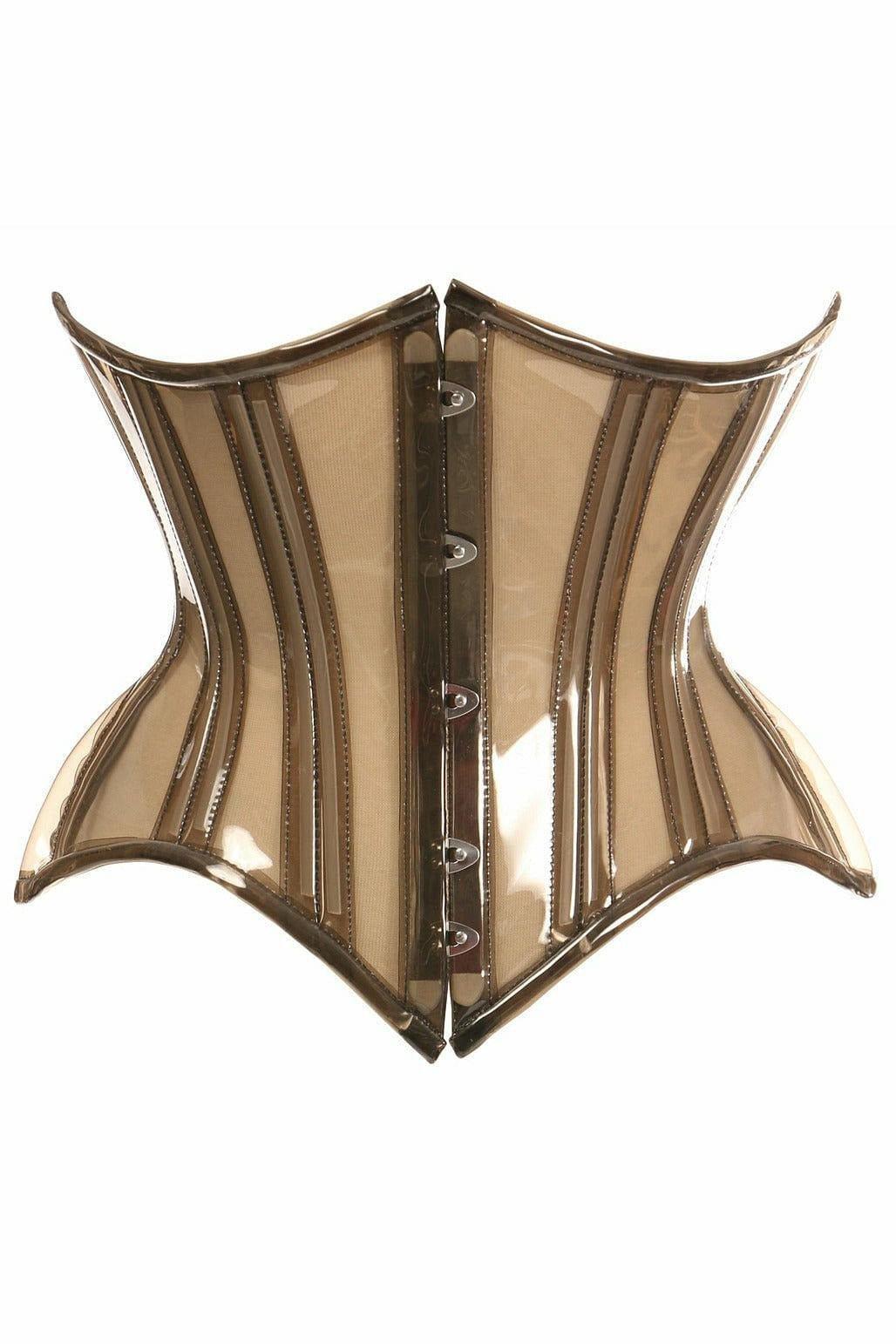 Lavish Mocha Clear Curvy Underbust Waist Cincher Corset - LV-1389-S - Love it Curvy