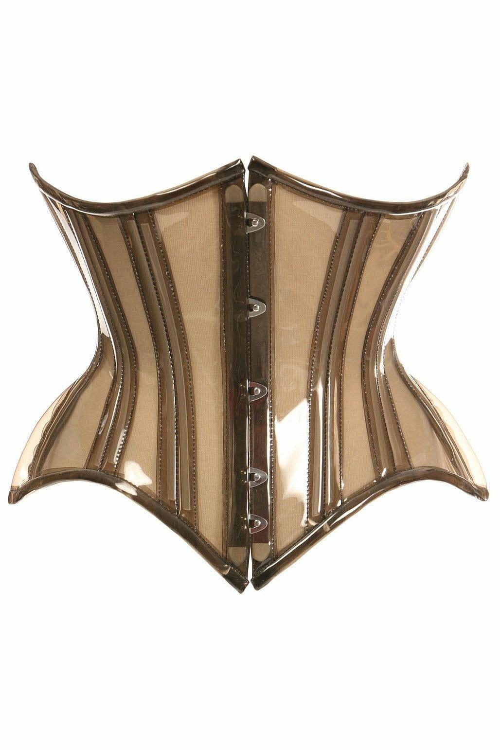 Lavish Mocha Clear Curvy Underbust Waist Cincher Corset - Love it Curvy