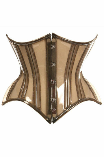 Lavish Mocha Clear Curvy Underbust Waist Cincher Corset | Love It Curvy