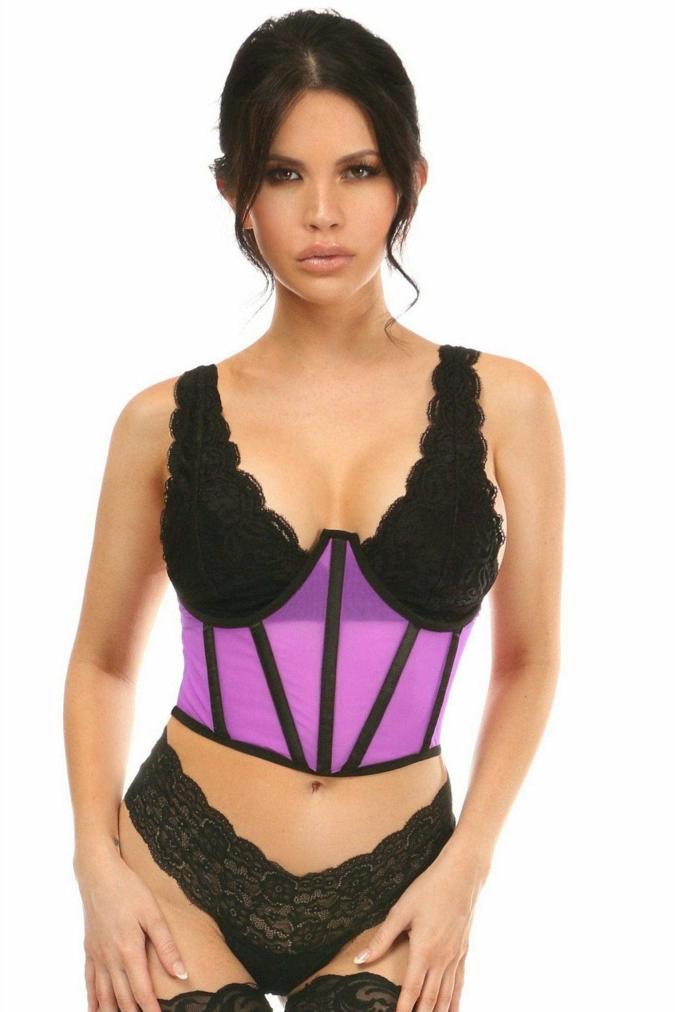 Lavish Neon Purple Mesh Open Cup Waist Cincher - LV-1580-S - Love it Curvy