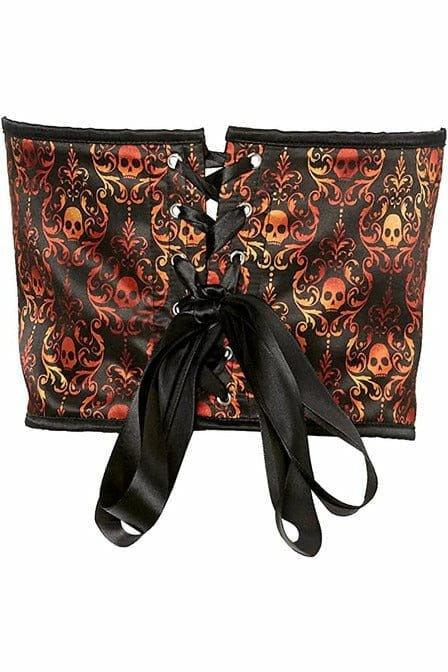 Lavish Orange & Black Skull Satin Open Cup Waist Cincher - LV-1359-S - Love it Curvy