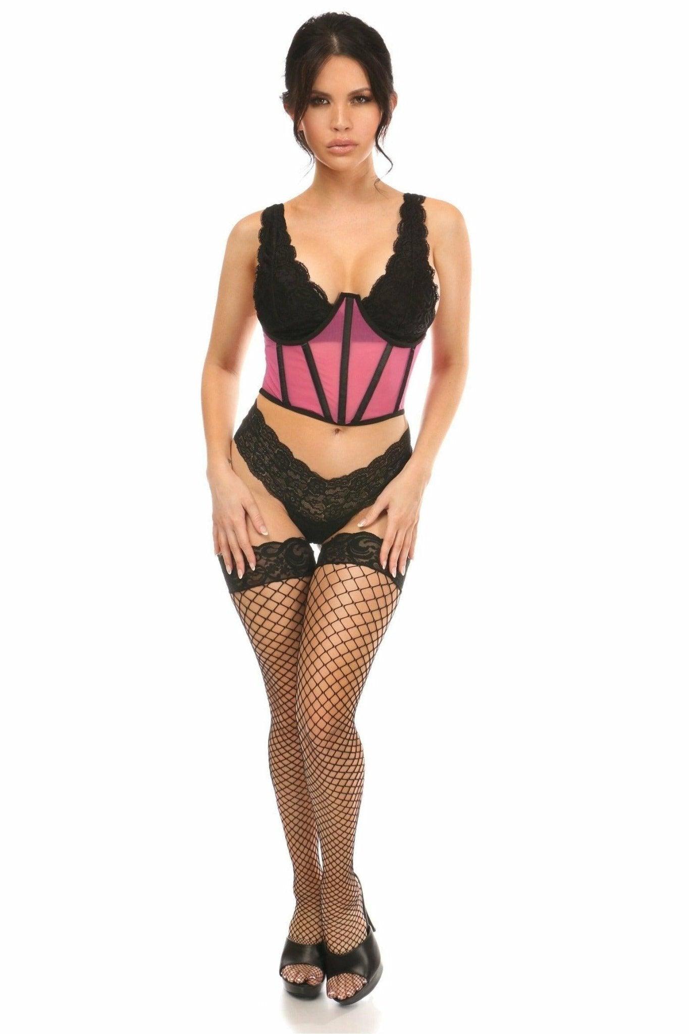 Lavish Pink Mesh Open Cup Waist Cincher - LV-1197-S - Love it Curvy