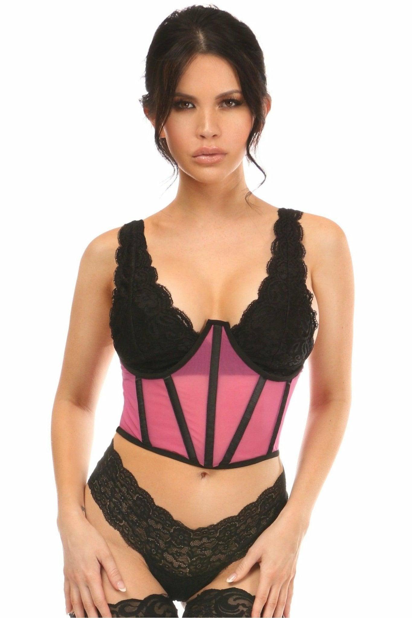 Lavish Pink Mesh Open Cup Waist Cincher - LV-1197-S - Love it Curvy