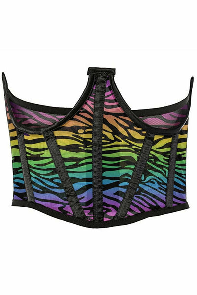 Lavish Rainbow Animal Print Mesh Open Cup Waist Cincher | Love It Curvy